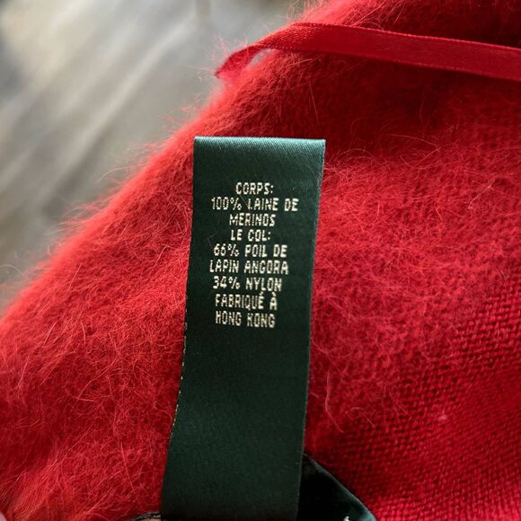 NWT VTG Lauren Ralph Lauren Red Merino Wool Off Shoulder Knit Gown Angora Medium - Picture 10 of 13